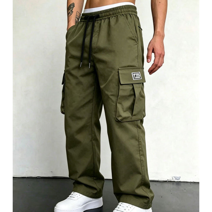 Army Green wide leg cargo pants styled with white sneakers