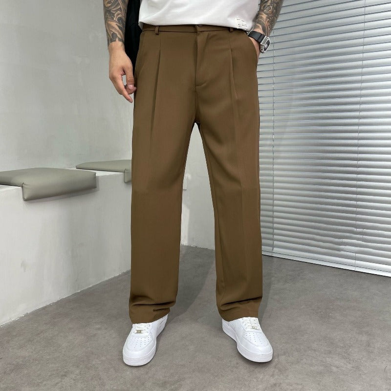 Men's dress pants, wide leg pleated straight fit, photo 1