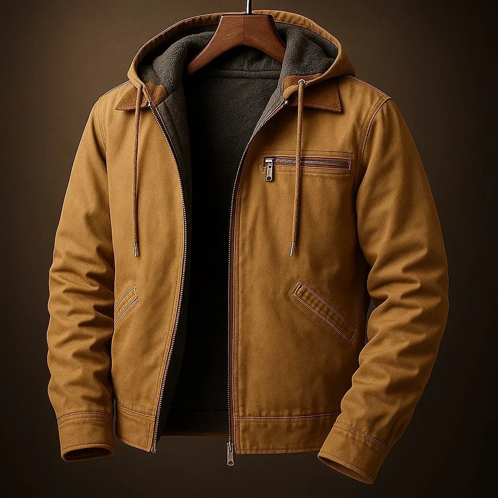 Men's Fall Jacket | Hooded Zip Up with Plush Lining