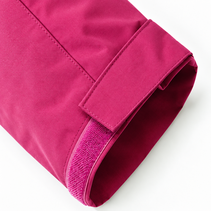 Close-up of the jacket cuff with adjustable tab and lining