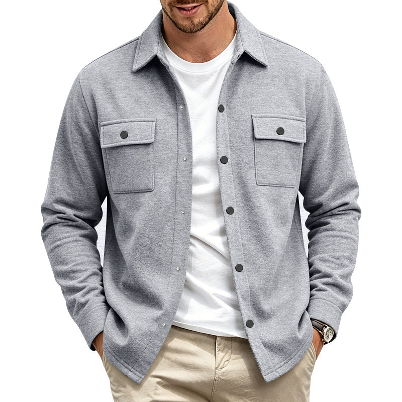 Men's shacket, snap button overshirt with chest pockets, photo 1