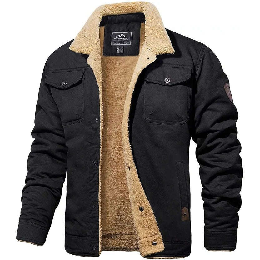 Men's Sherpa Trucker Jacket | Button Front with Chest Pockets