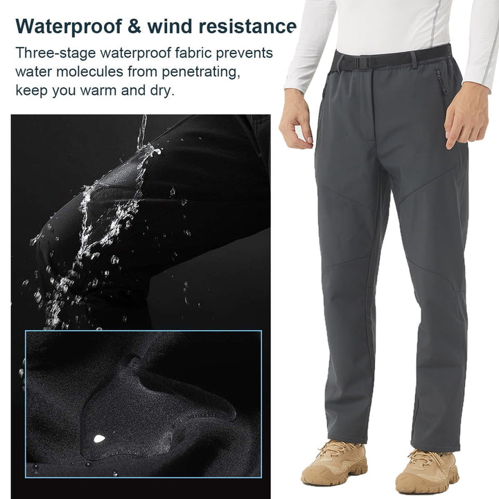 Back view of the gray snow pants with belt loops