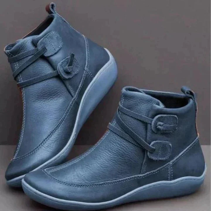 Women's blue ankle boots, pair view