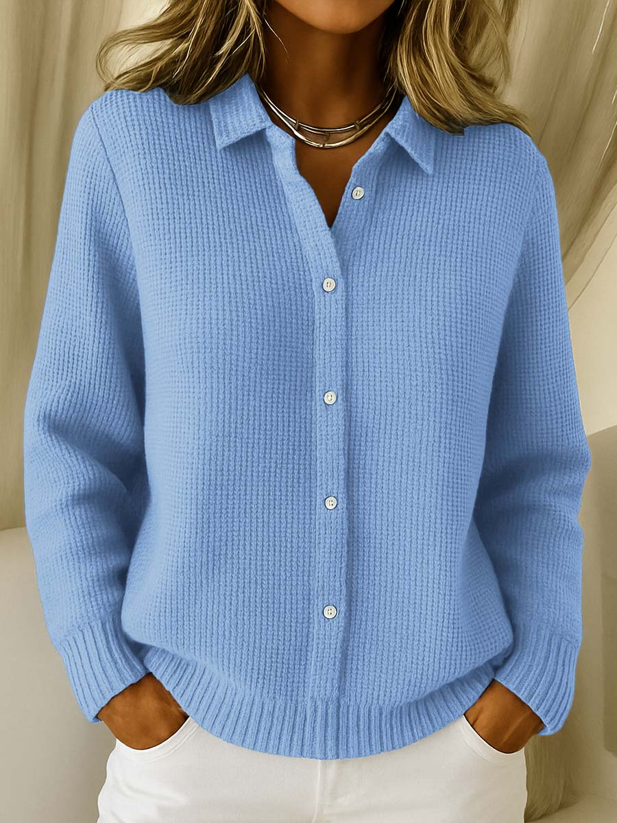 Women's Cardigan Sweater | Collared Button Front Ribbed Knit
