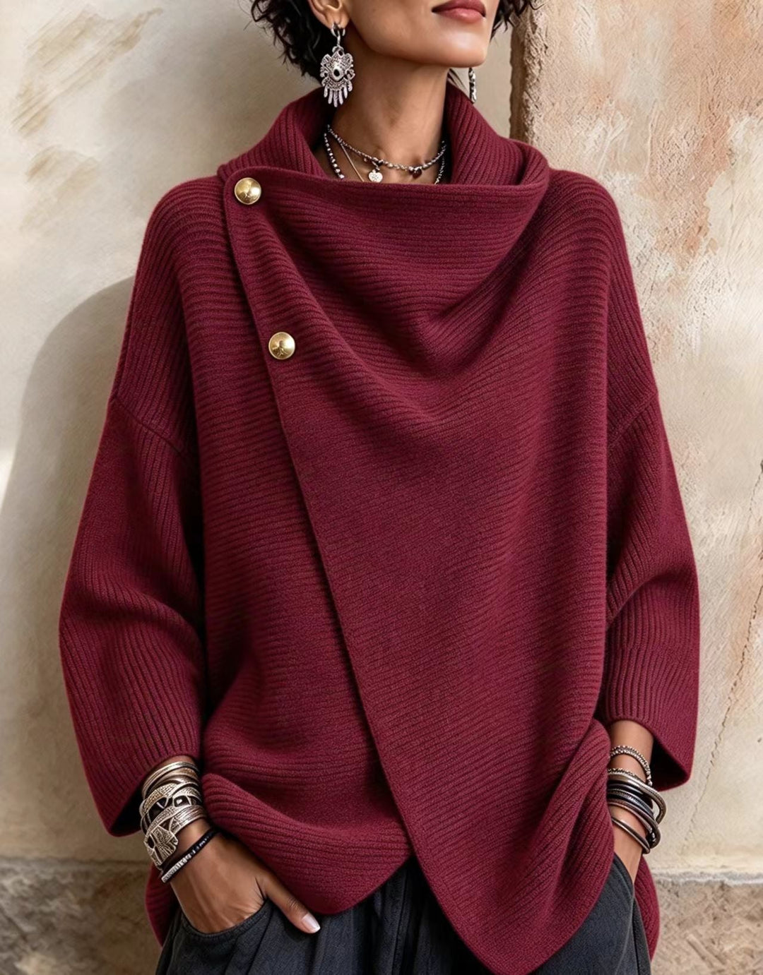 Burgundy cowl neck knit