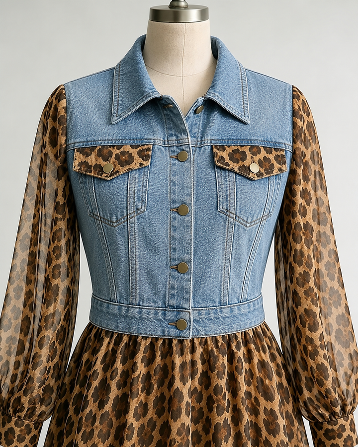 Light denim-look vest with collar and pockets