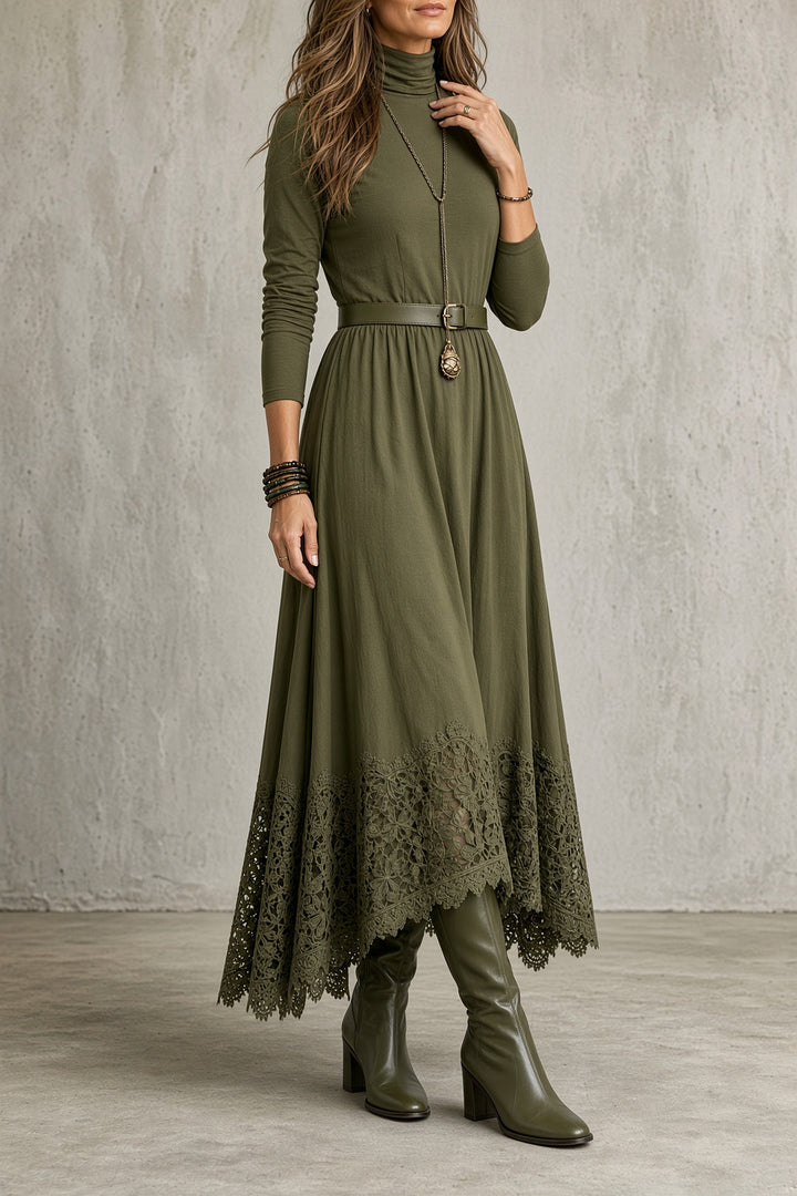 Olive mock neck maxi dress