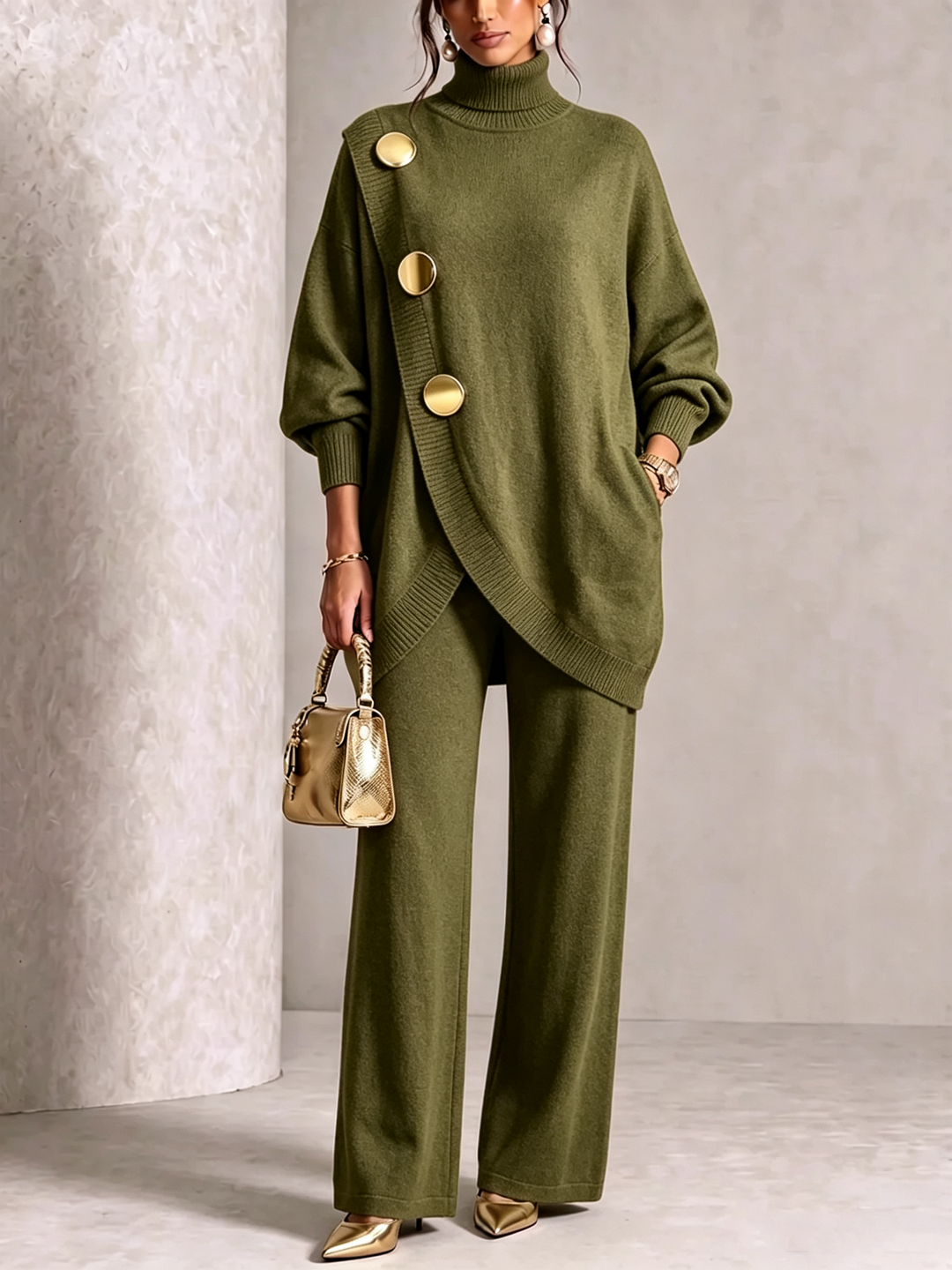 Olive two piece knit set