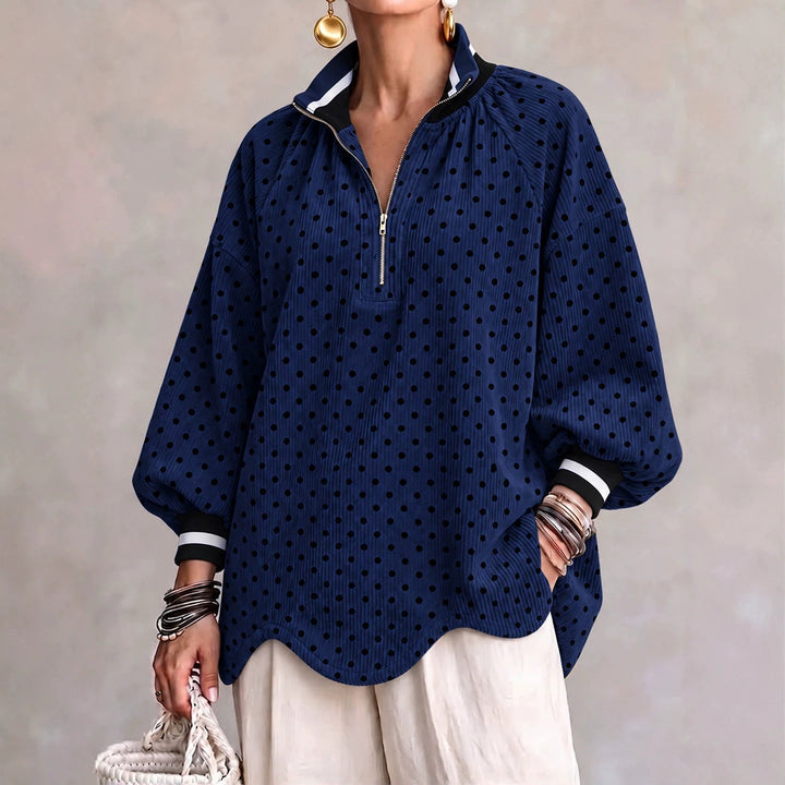 Dark blue polka dot pullover