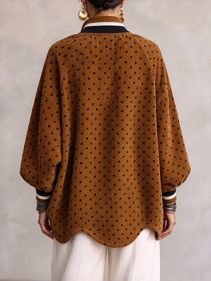 Back of the rust polka dot pullover