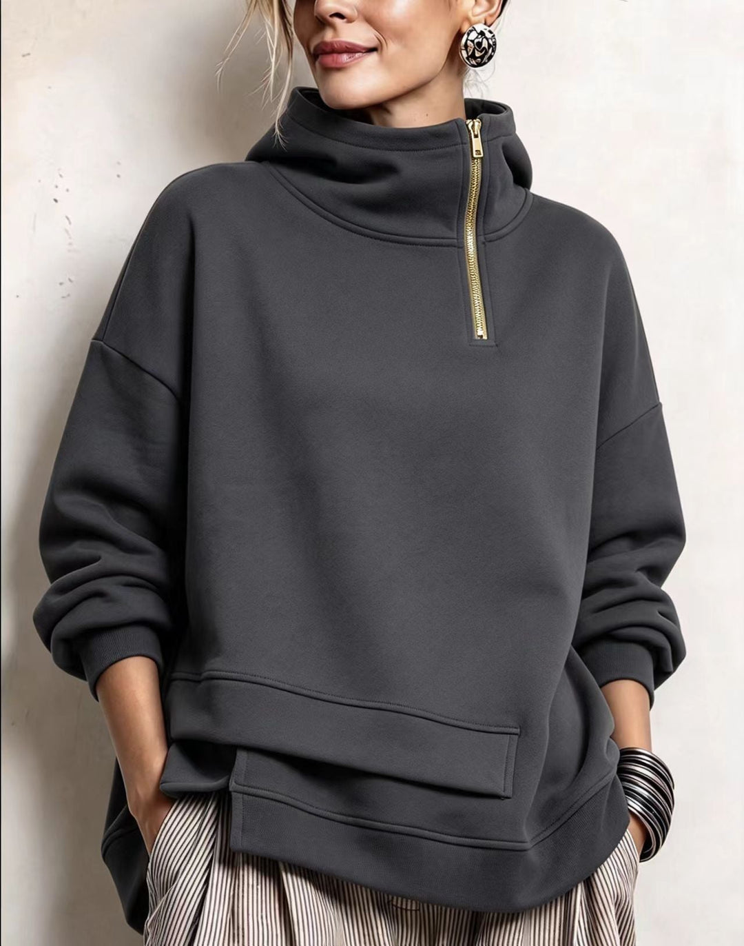 Charcoal oversized quarter zip