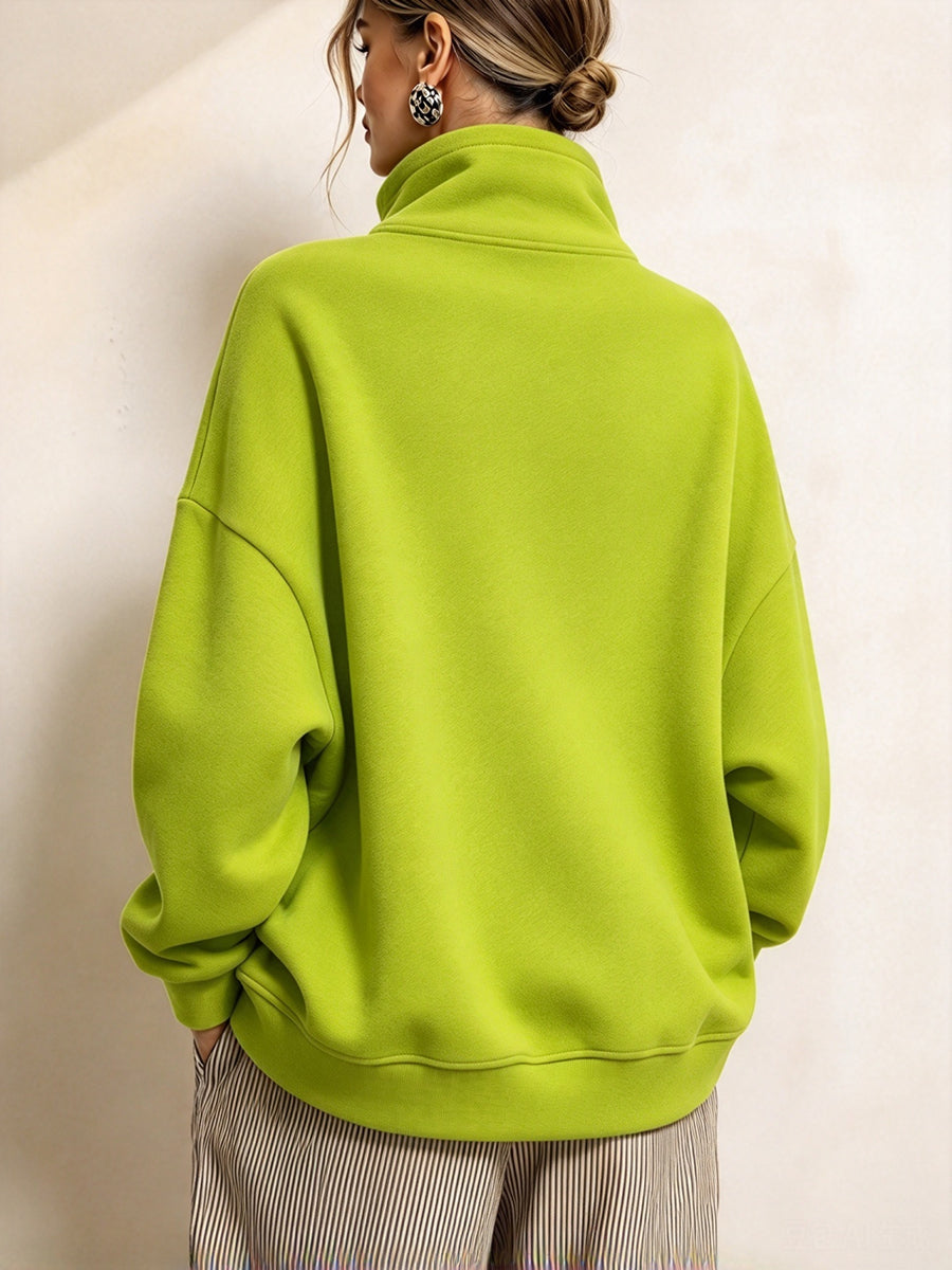 Back of the lime quarter zip sweatshirt