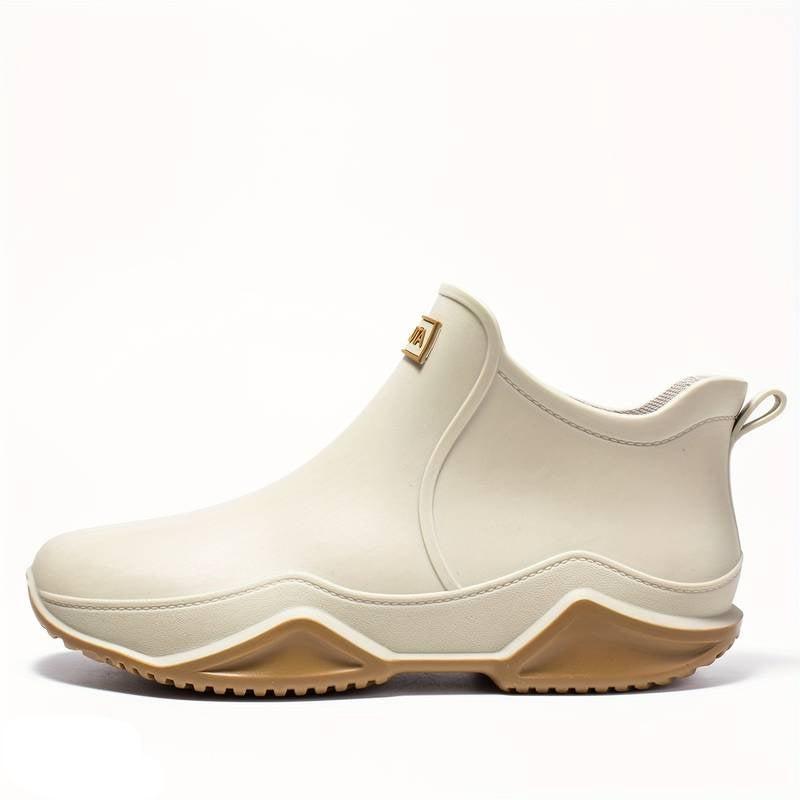 Women's short ankle rain boots with wave tread sole