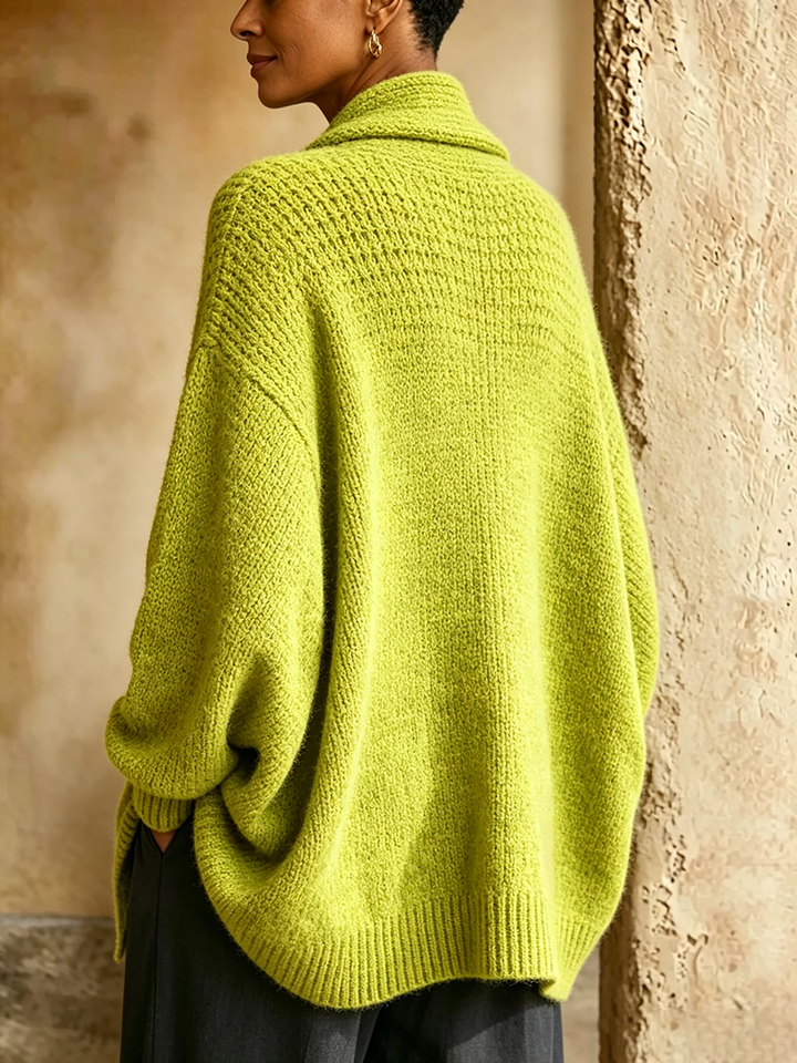 Back of the lime shawl collar sweater