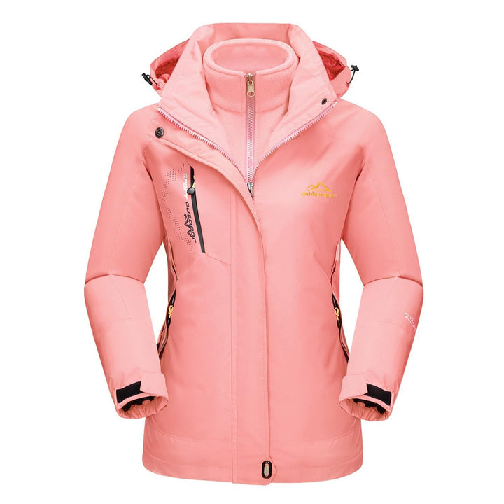 Peach pink 3 in 1 ski jacket with inner fleece