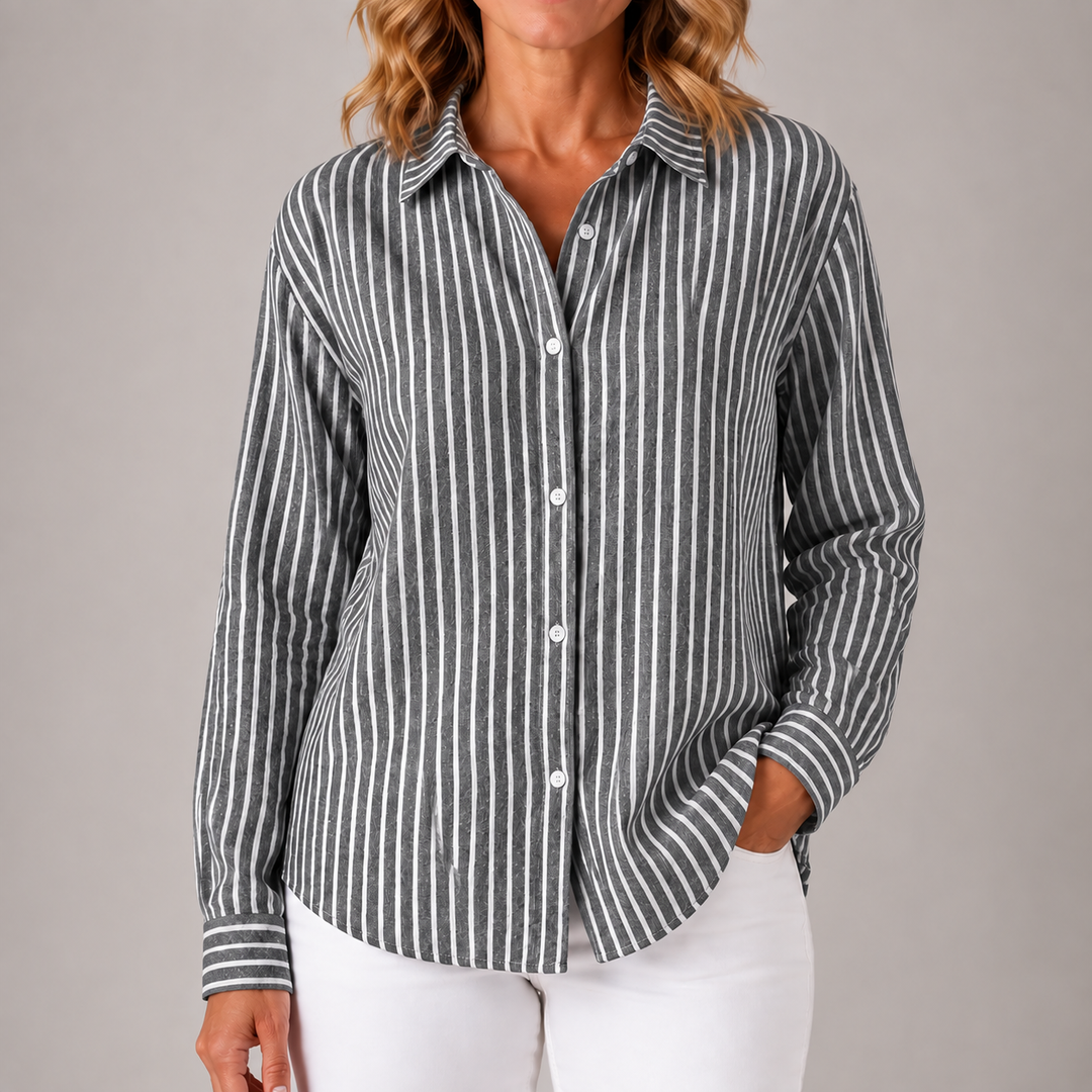 Women's Striped Shirt | Relaxed Button Down Long Sleeve