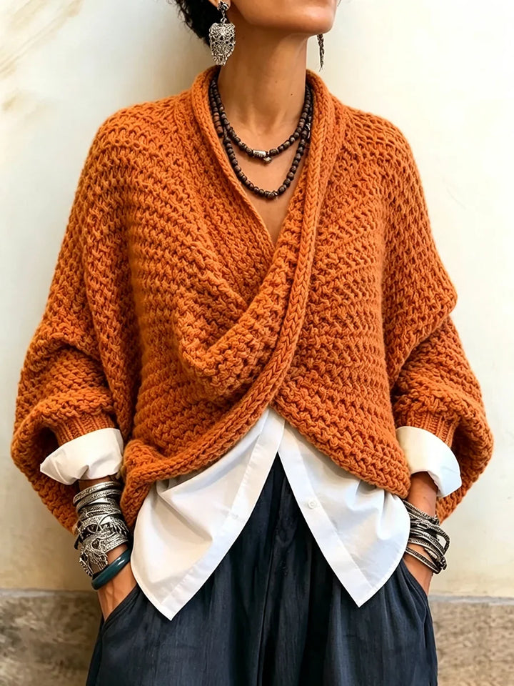 Rust crossover batwing sweater